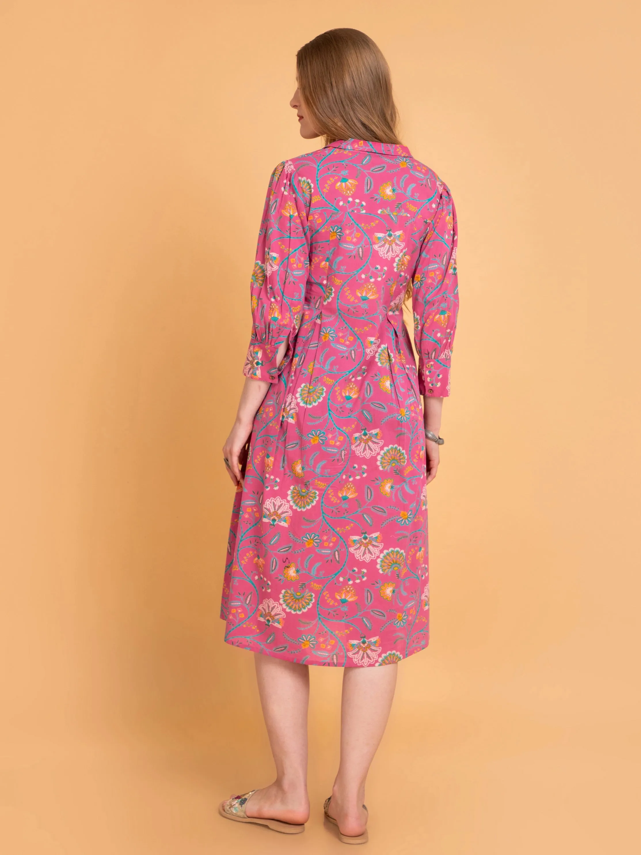 MULCOTTON COLORFUL PRINTED ANTIFIT DRESS