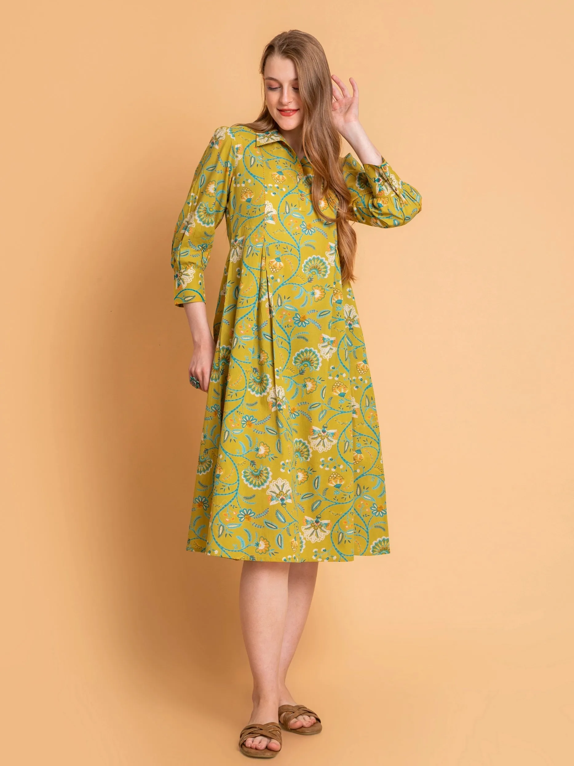 MULCOTTON COLORFUL PRINTED ANTIFIT DRESS