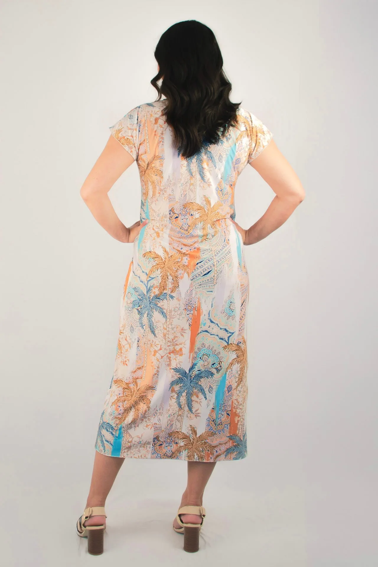 Oasis Print Short Sleeve Jersey Maxi Dress