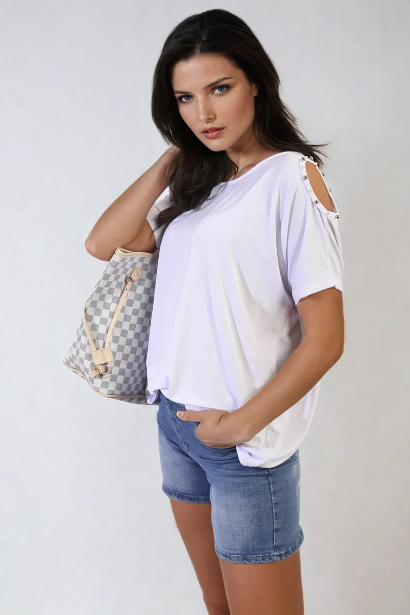 Pearl Cold Shoulder Top