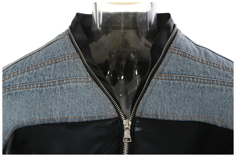 Pre Order:  Denim Patchwork Cropped Jacket