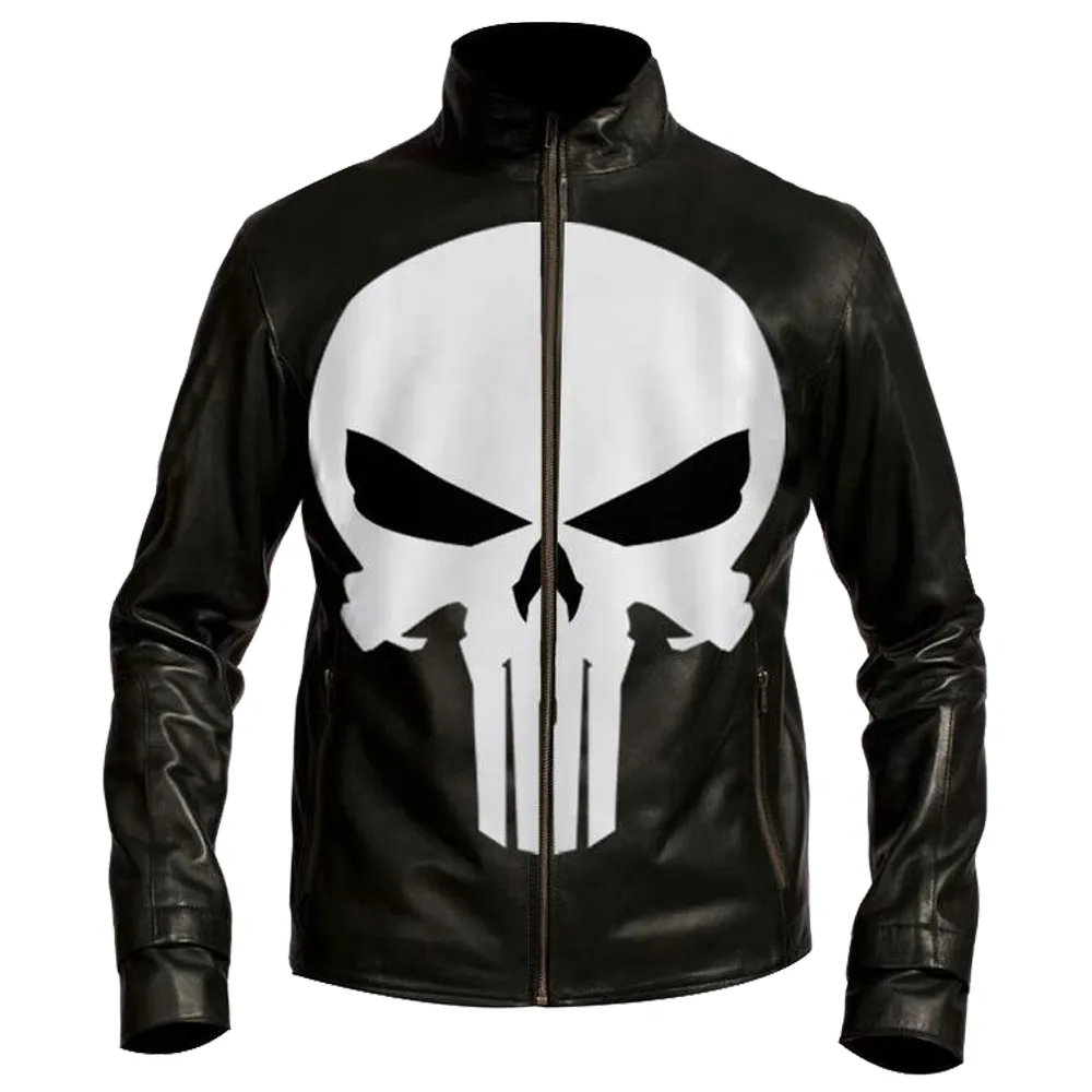 Punisher Skull Biker Leather Jacket USA