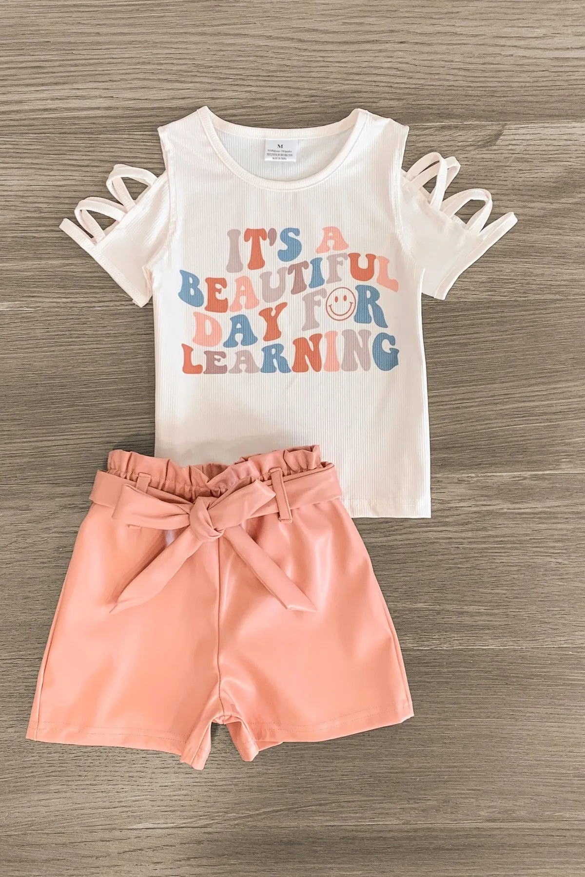 "It's A Beautiful Day For Learning" Pleather Short Set