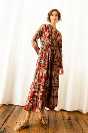 Rambagh Ikat Dress Red