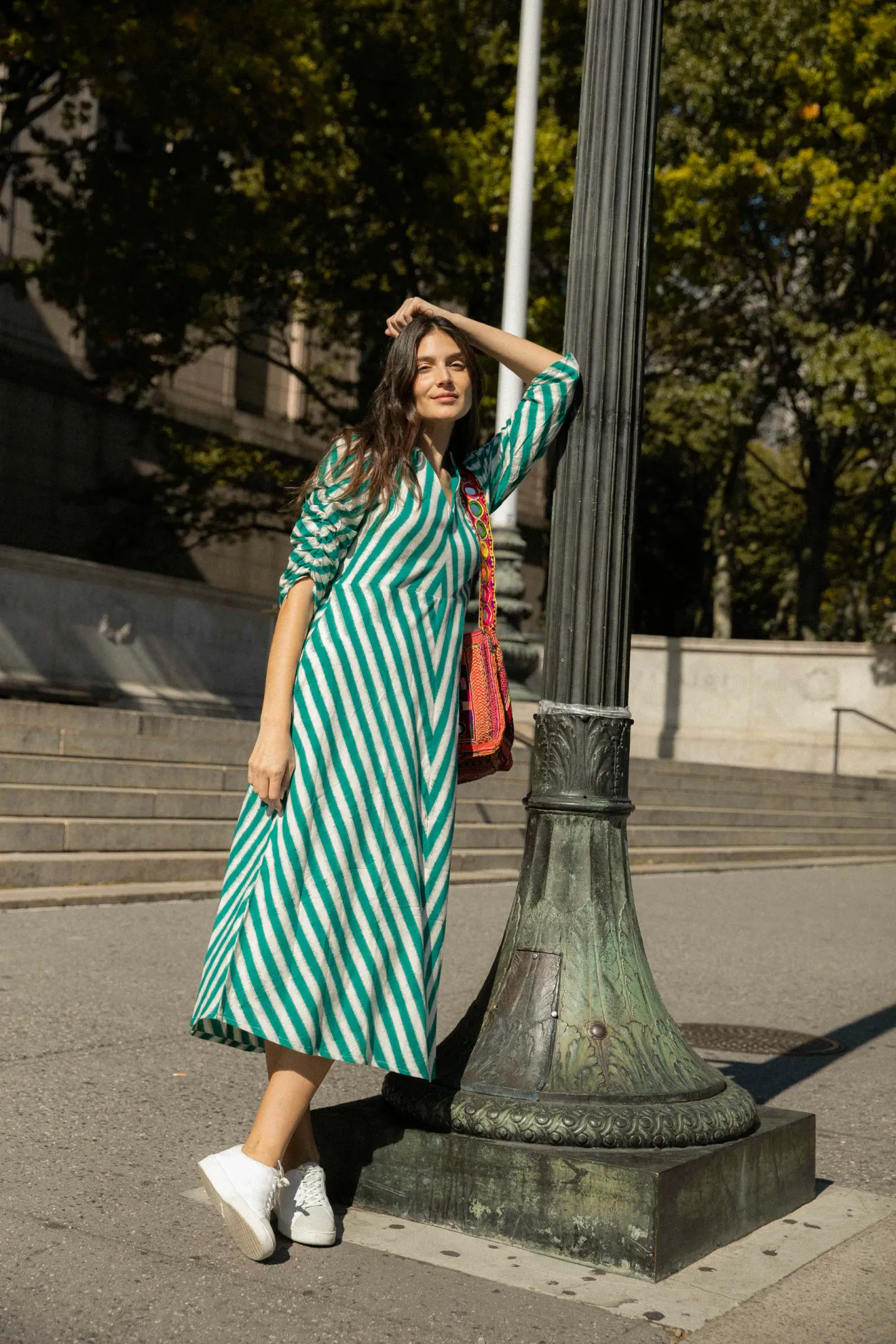 Rambagh Stripes Dress Green