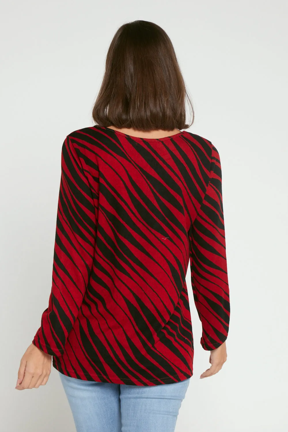 Rory Knit Top - Black/Red Animal