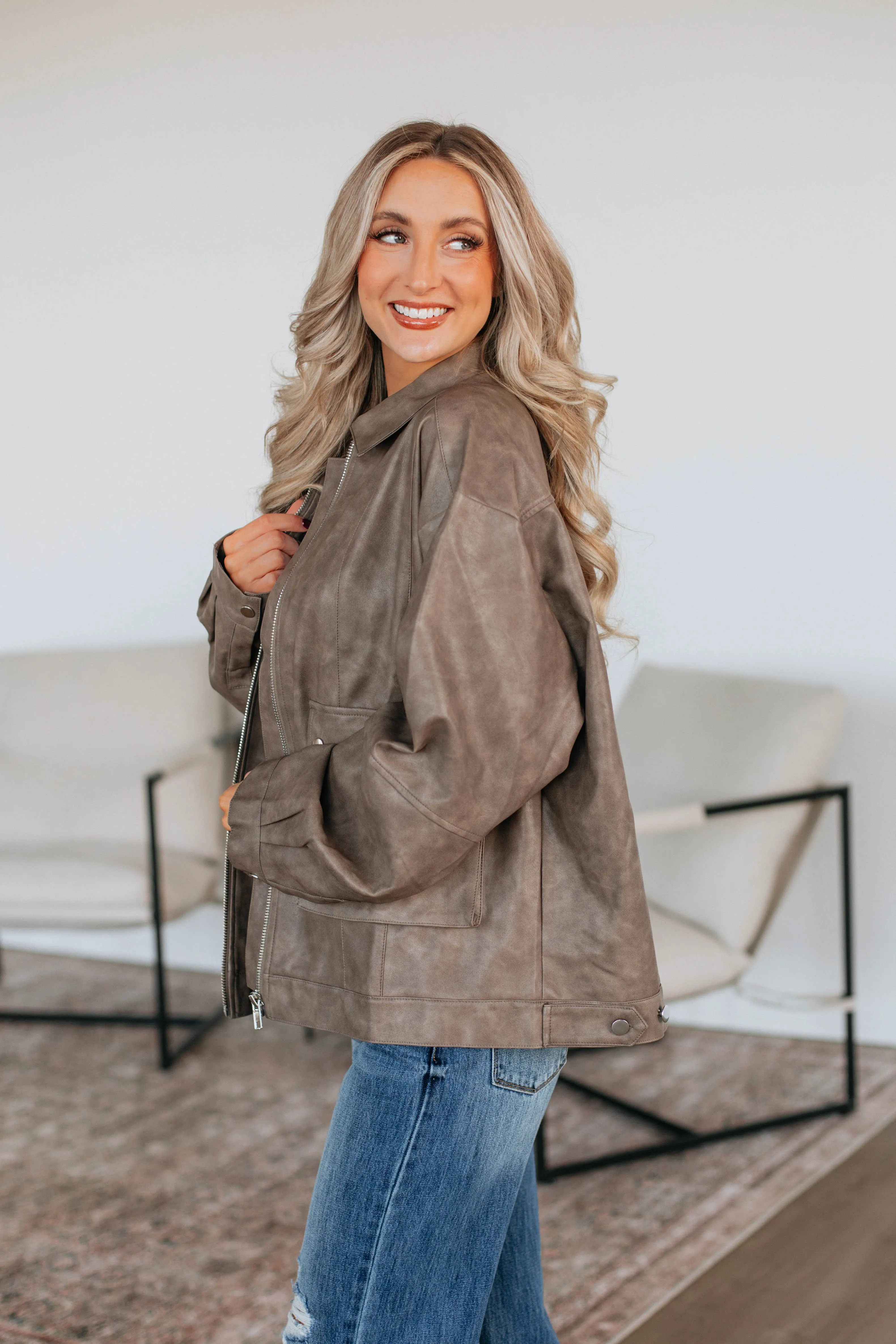 Ryann Leather Jacket - Mocha