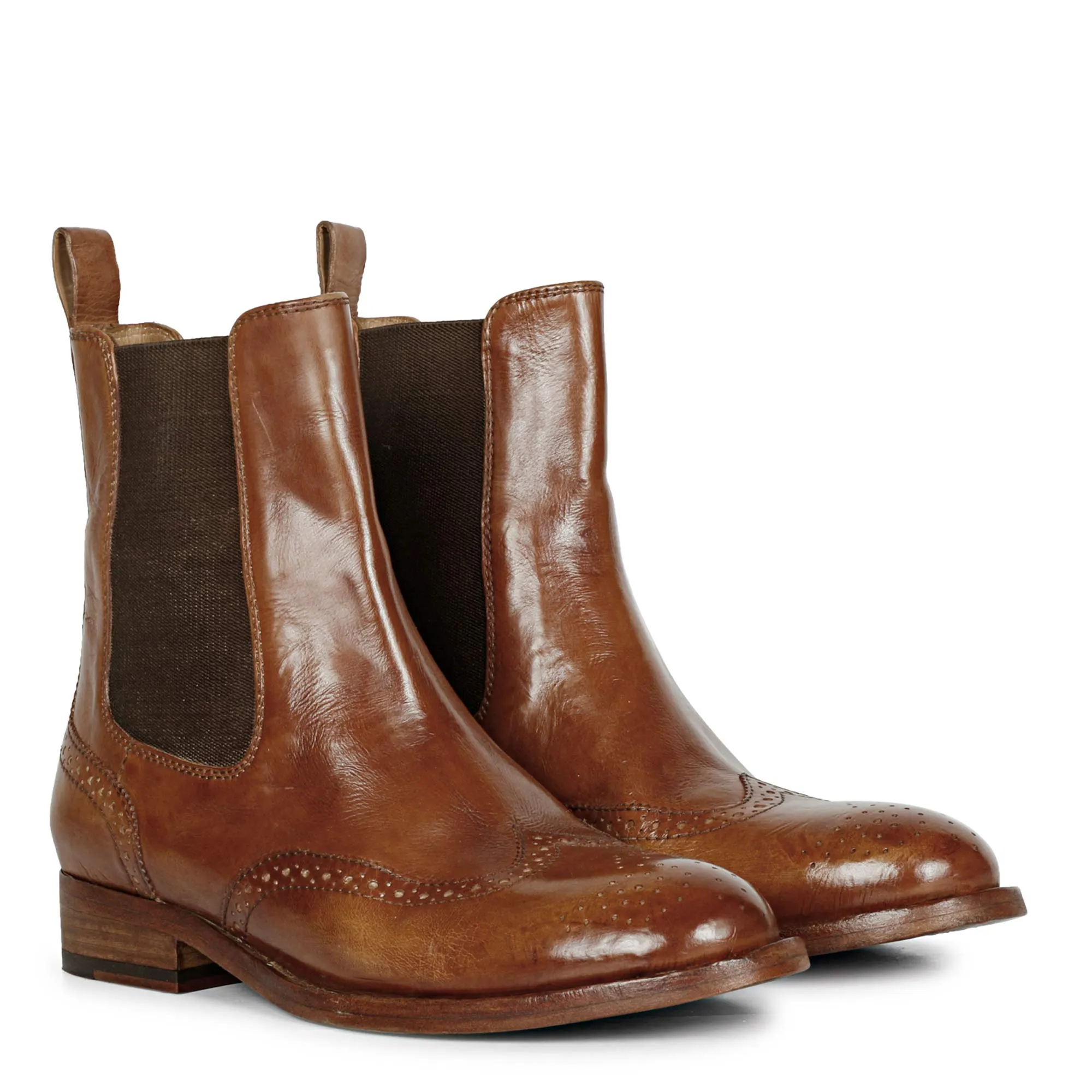 Saint Santina Cognac Leather Ankle Boots