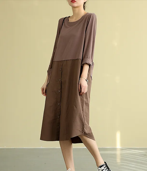 Summer  Spring Cotton Linen Women loose Dresses DZA05193