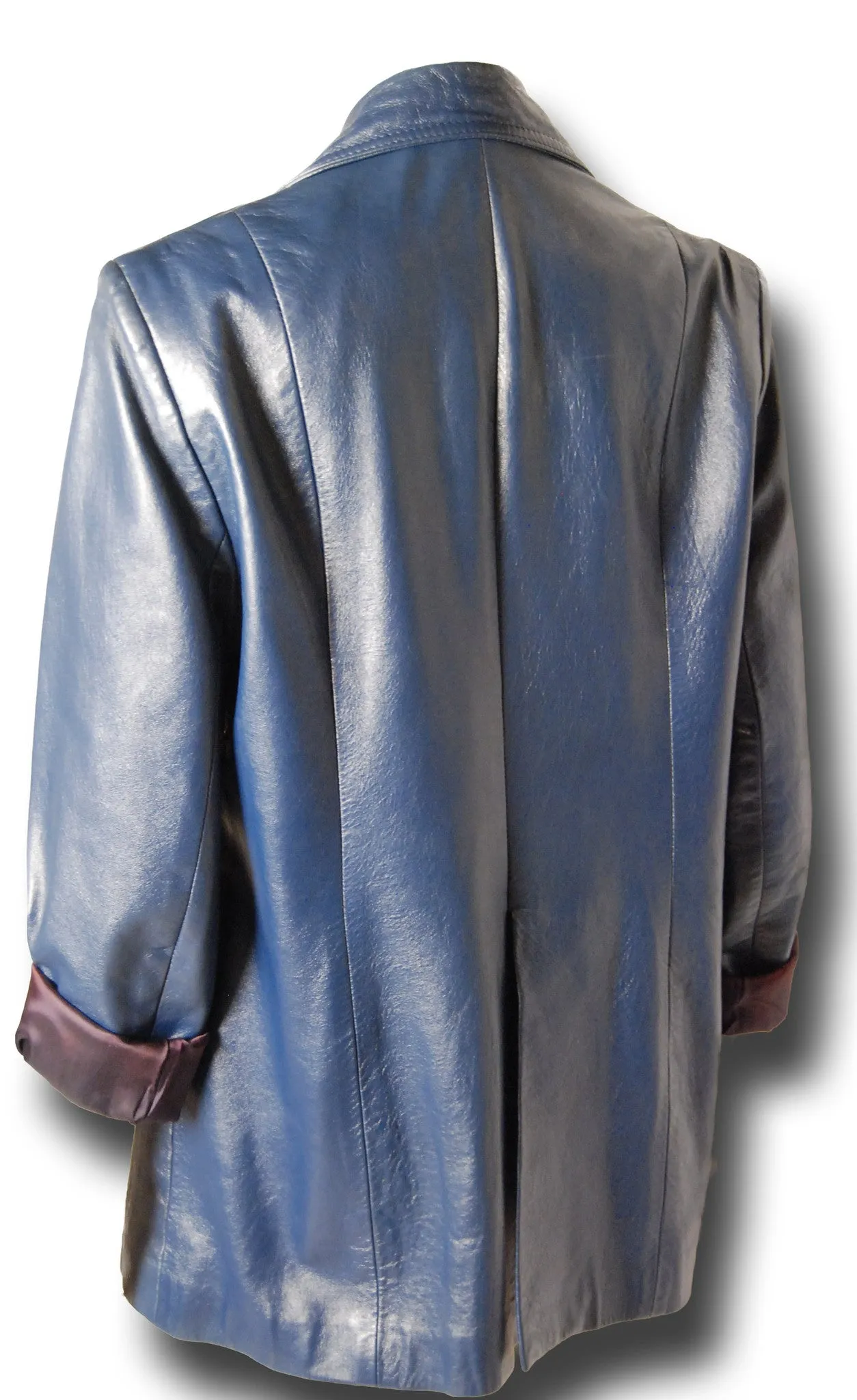 Superfly 1970s Blue Leather Blazer