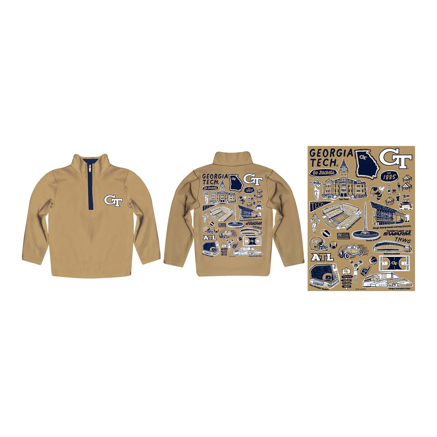 Toddler Georgia Tech Yellow Jackets Impressions 1/4 Zip Gold Jacket