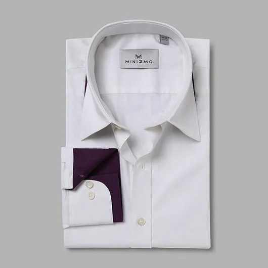 Tods White Dress Shirt with Purple Detailing