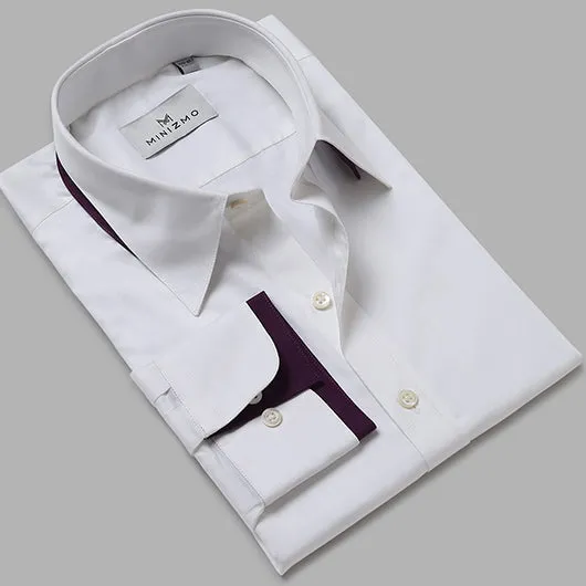 Tods White Dress Shirt with Purple Detailing