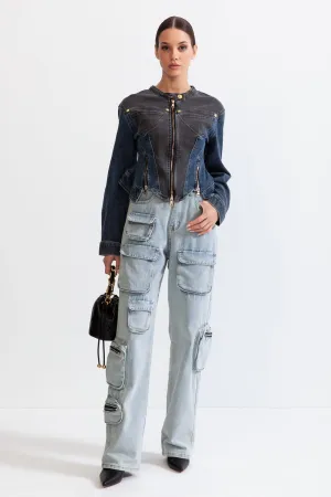 Veste en jean style corset