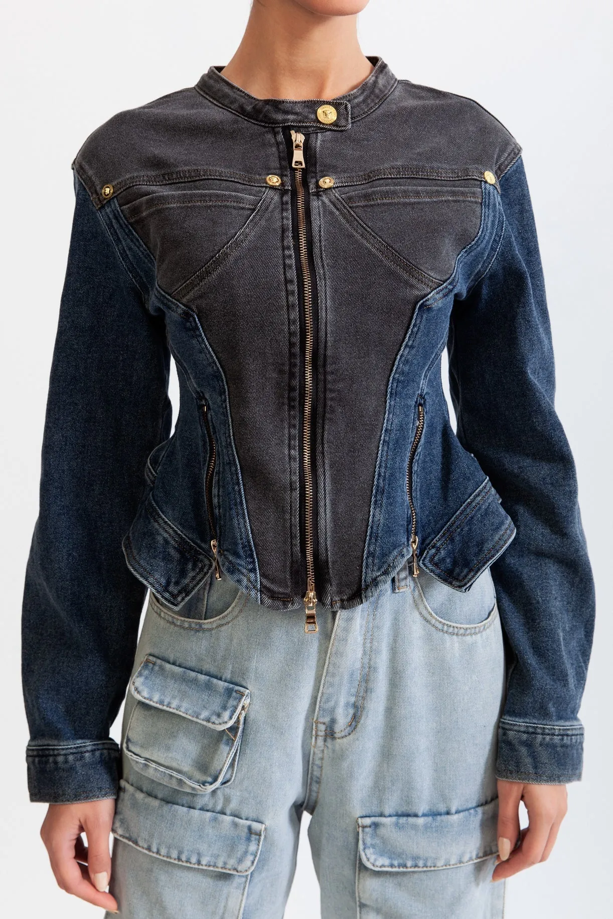 Veste en jean style corset