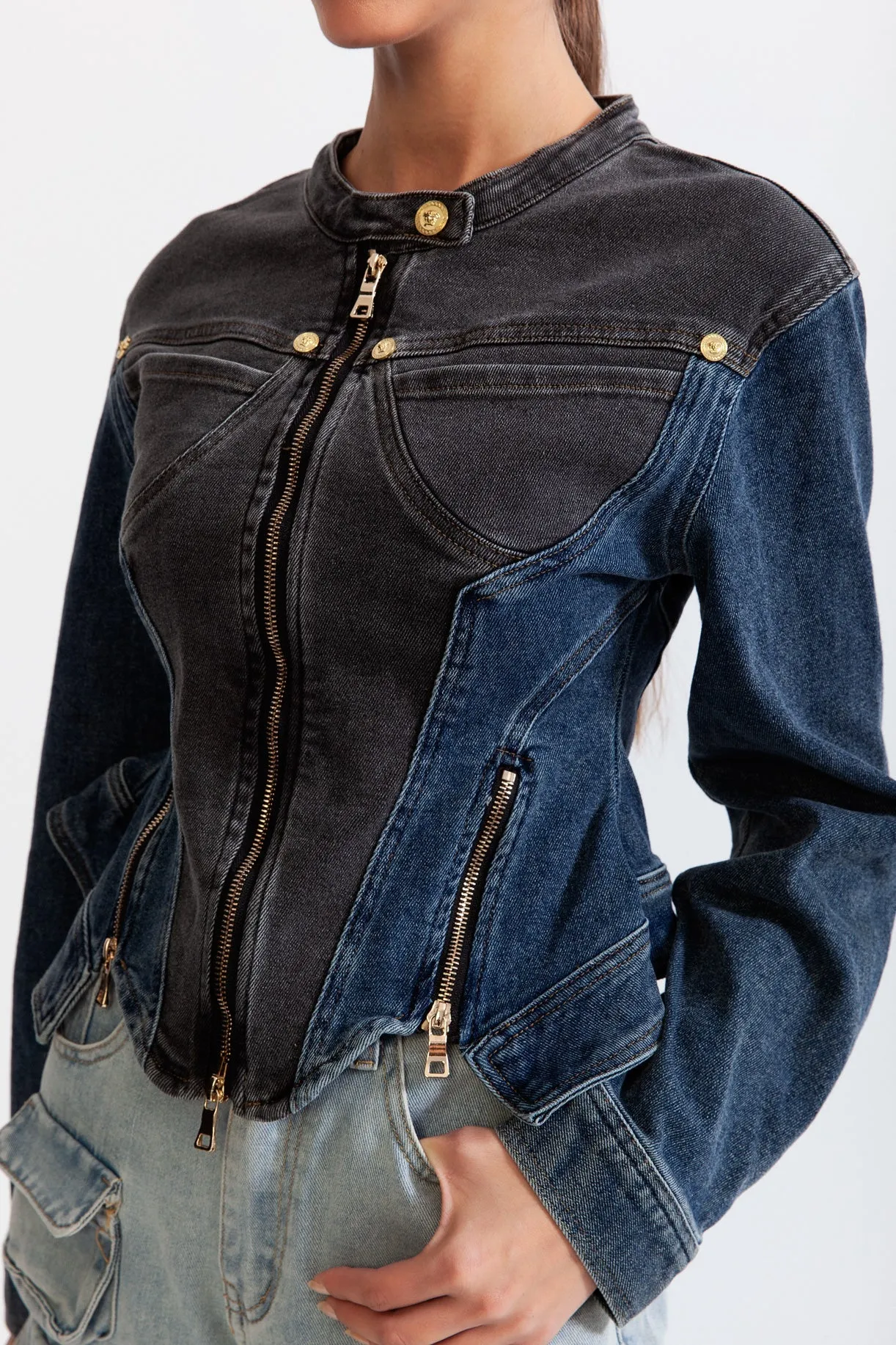 Veste en jean style corset