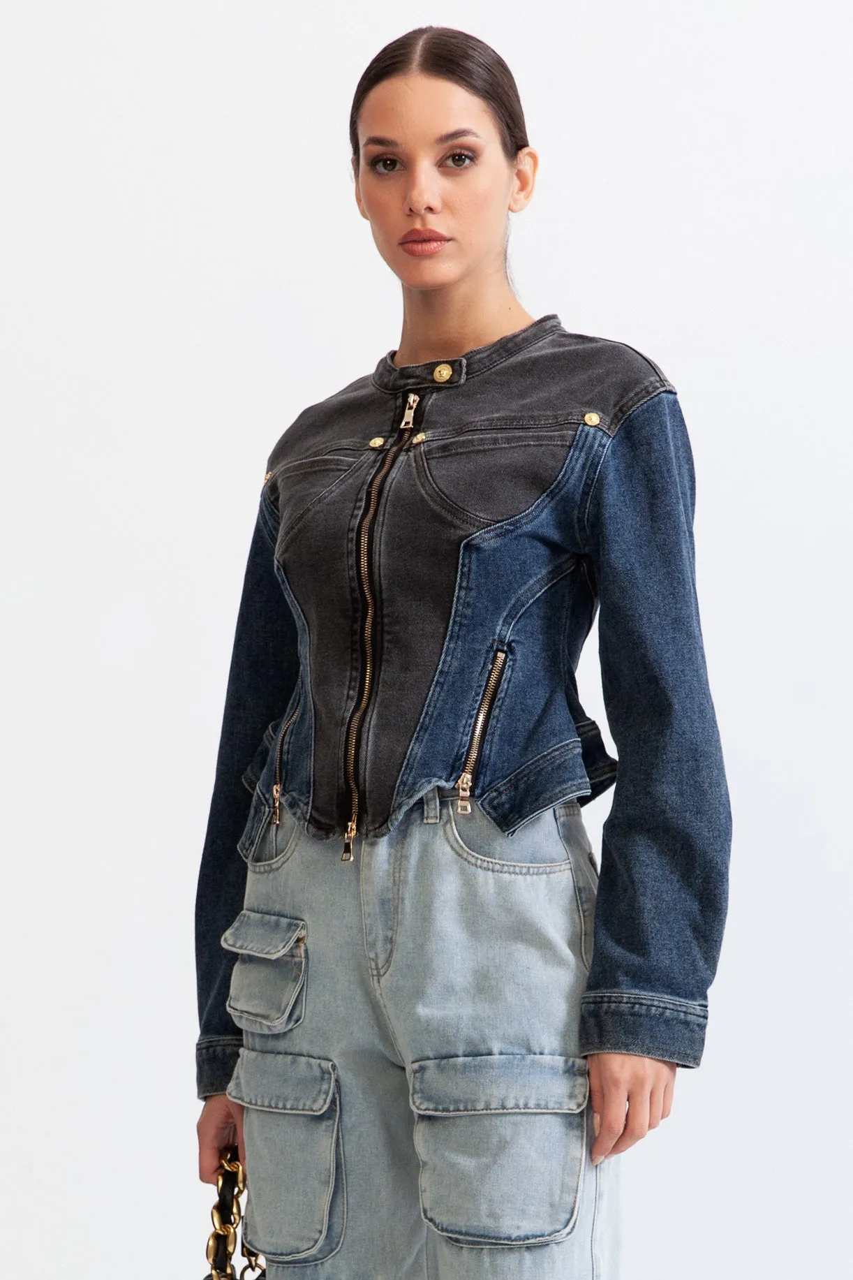 Veste en jean style corset