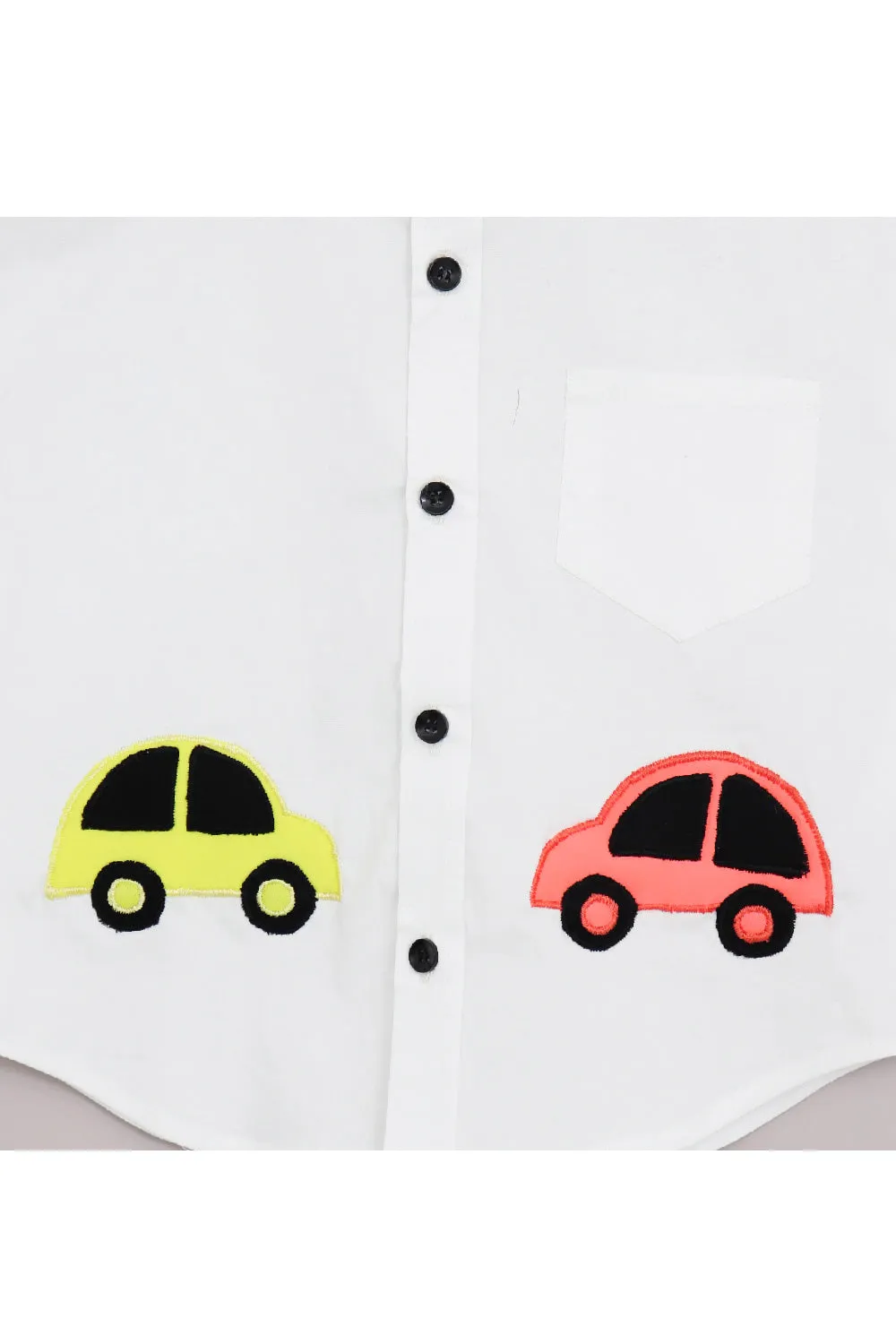 White Car Detailing Half Sleeves Shirt