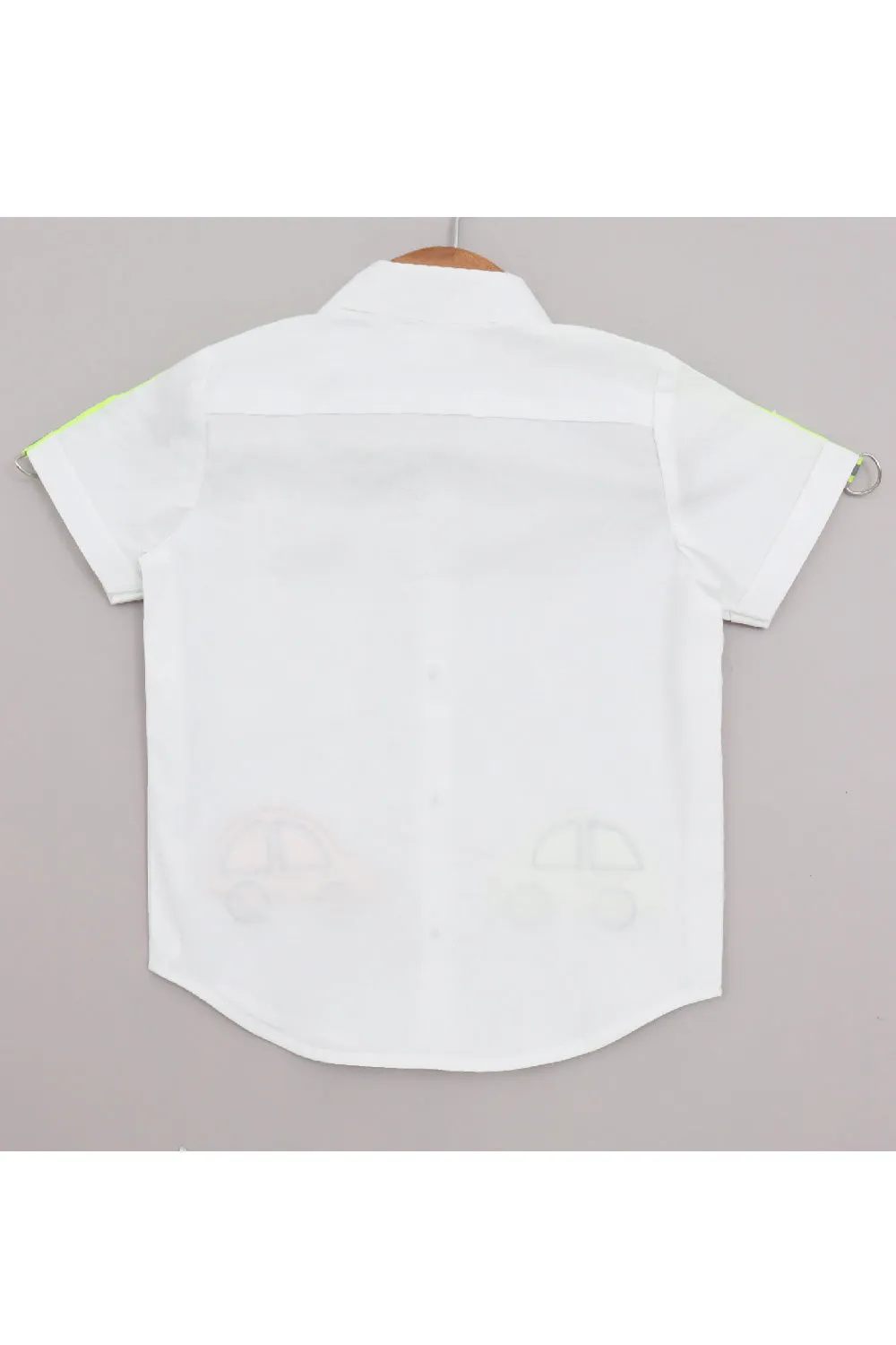 White Car Detailing Half Sleeves Shirt