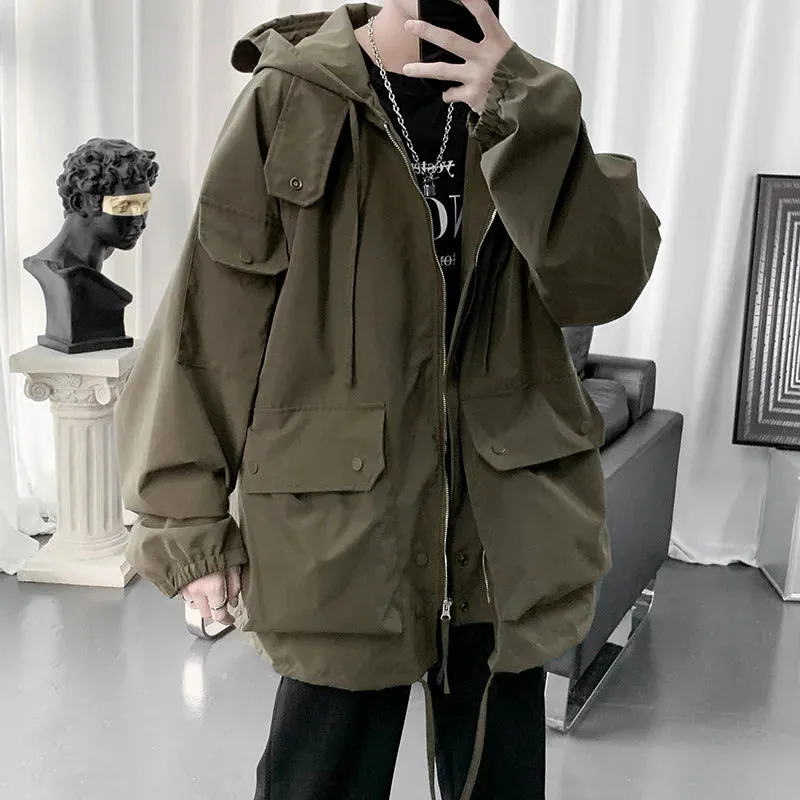 Wiaofellas  -  Japan Style Autumn Winter Cargo Jacket Men Muti-Pockets High Quality Hooded Zipper Jackets Streetwear Outdoor Jacktes Men