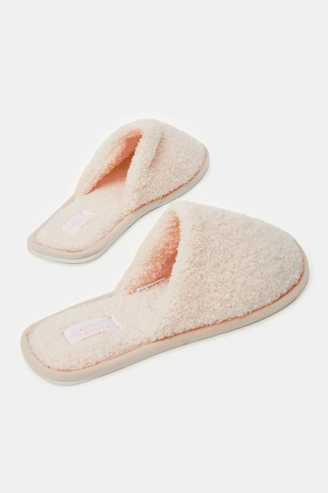 Women Pink Sherpa Close Toe Slide