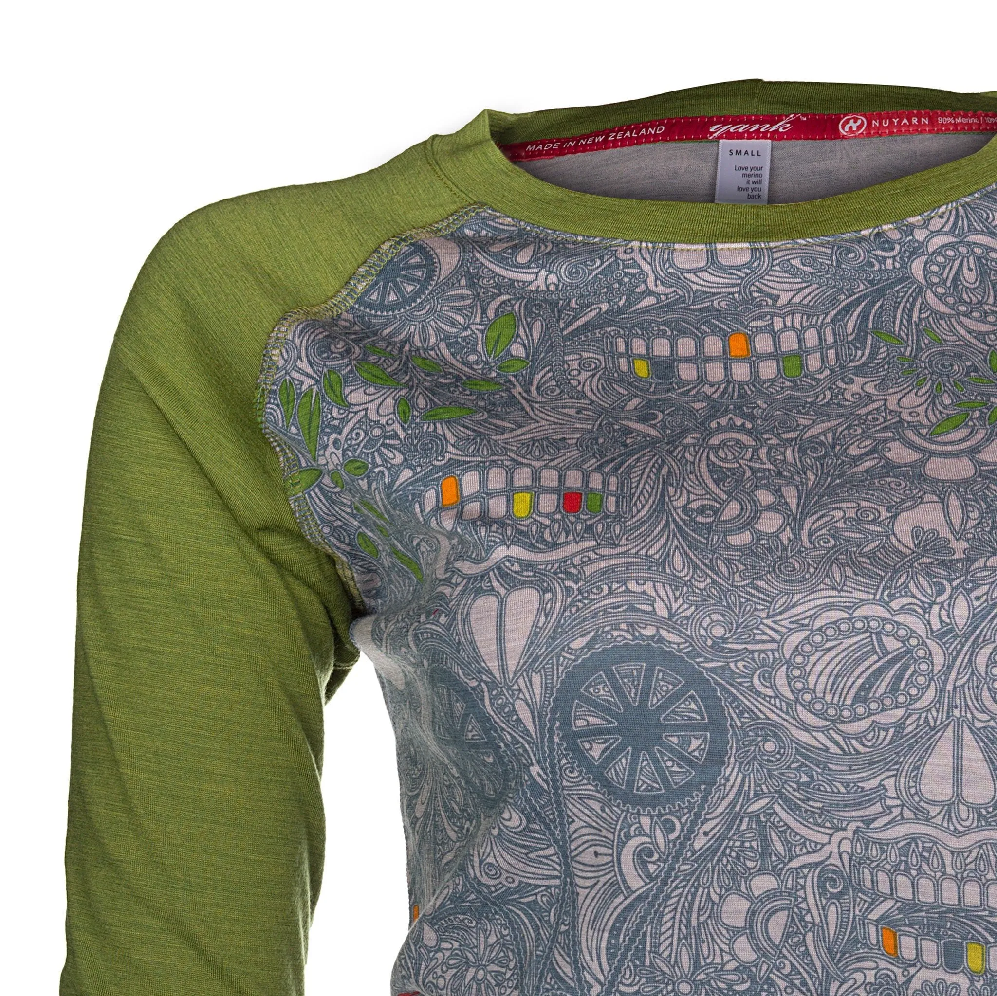 Women's Sugar Skull Long Sleeve Merino | Green