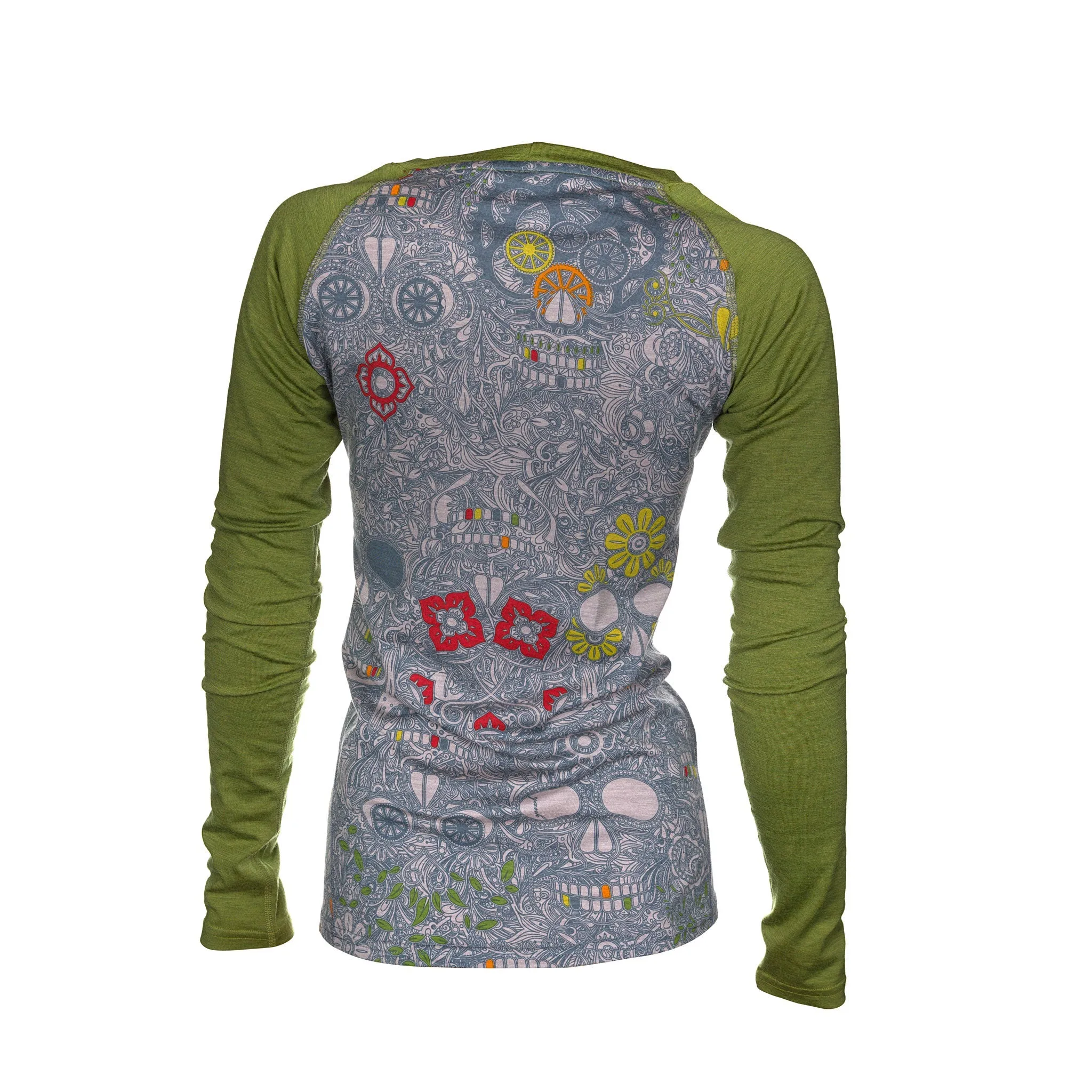 Women's Sugar Skull Long Sleeve Merino | Green