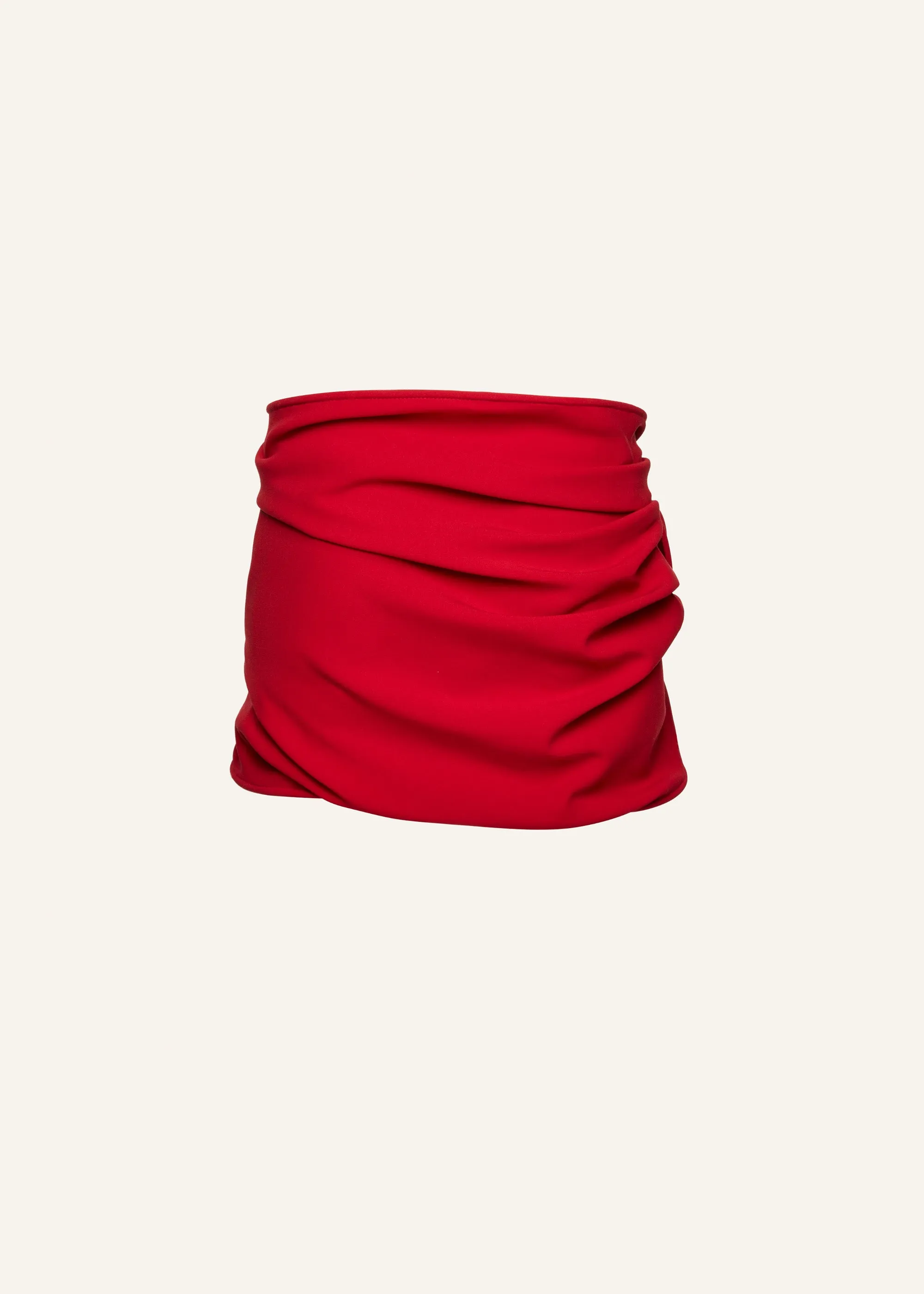 Wool rose mini skirt in red