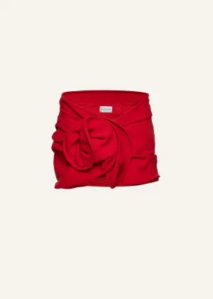 Wool rose mini skirt in red