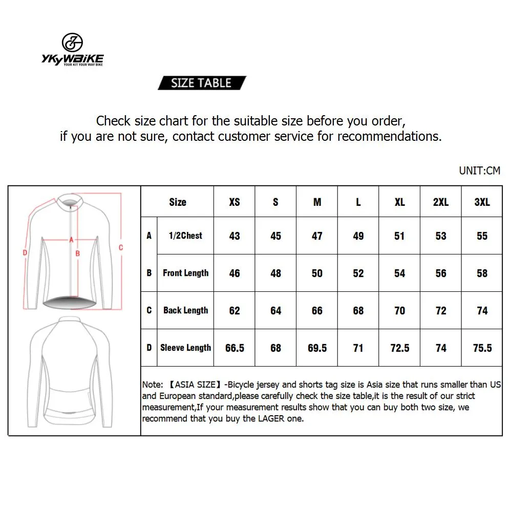 YKYW Men's Cycling Jersey Jackets Winter 10-20℃ Long Sleeves Thermal Fleece Highly Elastic 5 Gradient Colors