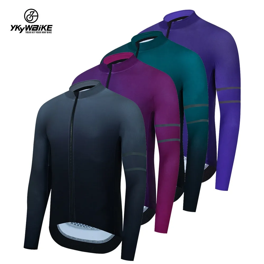 YKYW Men's Cycling Jersey Jackets Winter 10-20℃ Long Sleeves Thermal Fleece Highly Elastic 5 Gradient Colors