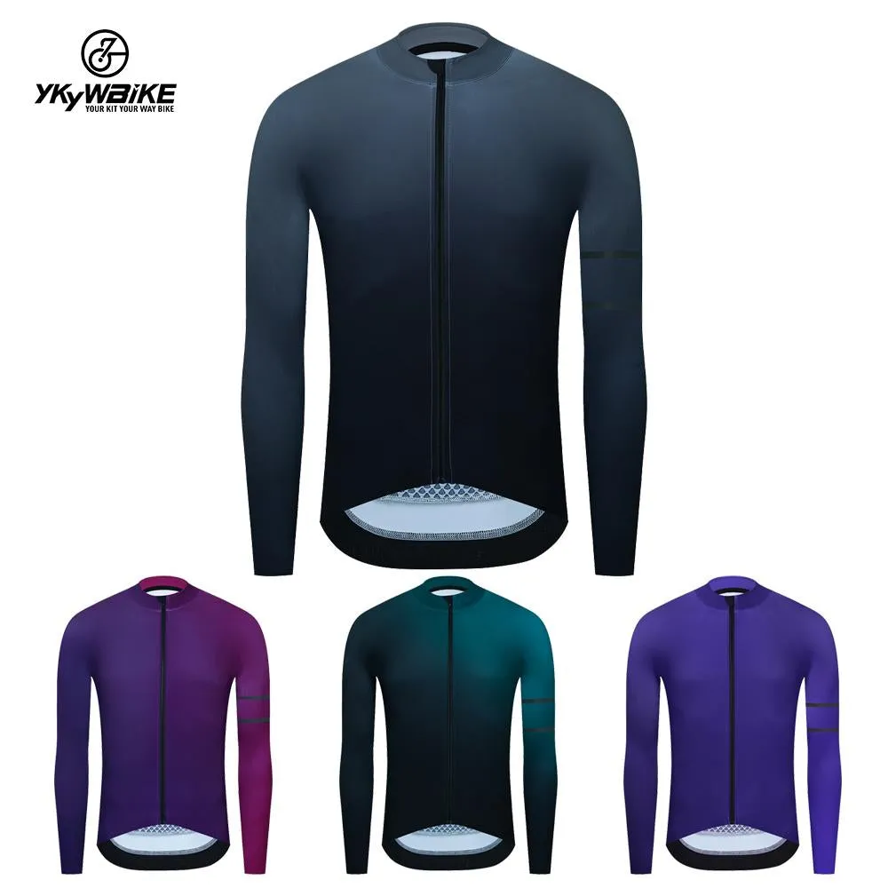 YKYW Men's Cycling Jersey Jackets Winter 10-20℃ Long Sleeves Thermal Fleece Highly Elastic 5 Gradient Colors